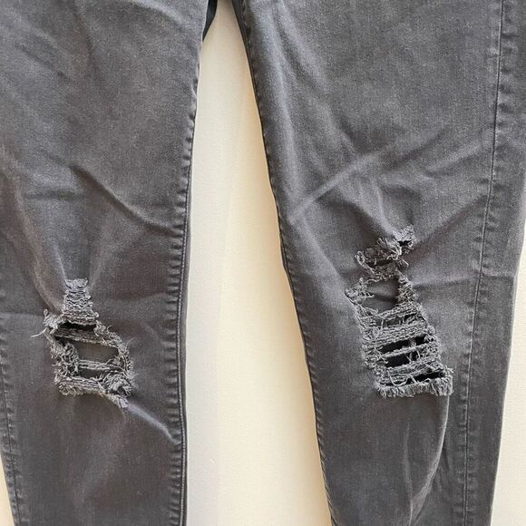 American Eagle Distressed Hi Rise Jegging Womens 8 Washed Black Stretch - Picture 5 of 13